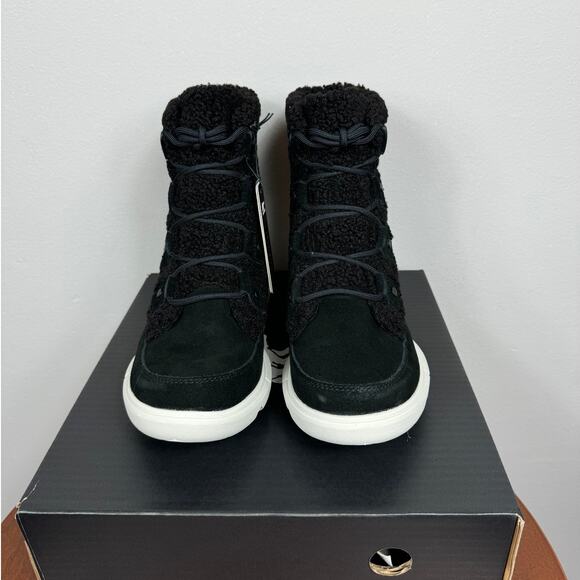 New Sorel Explorer Next Joan Cozy Boots in Black Suede/Faux Shearling Size 6 - Picture 4 of 9